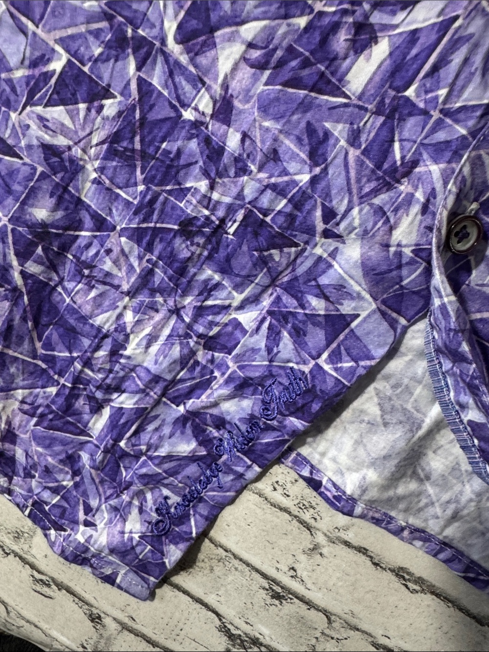 Robert Graham mens 5XL XXXXXL purple geo abstract flip cuff button up shirt EuC - Picture 5 of 6